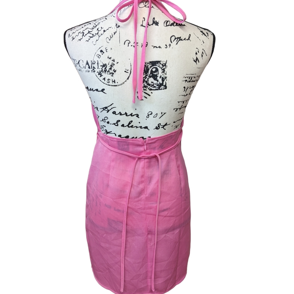 Princess Polly Ensley Pink Halter Mini Dress Size 4 - Picture 3 of 11